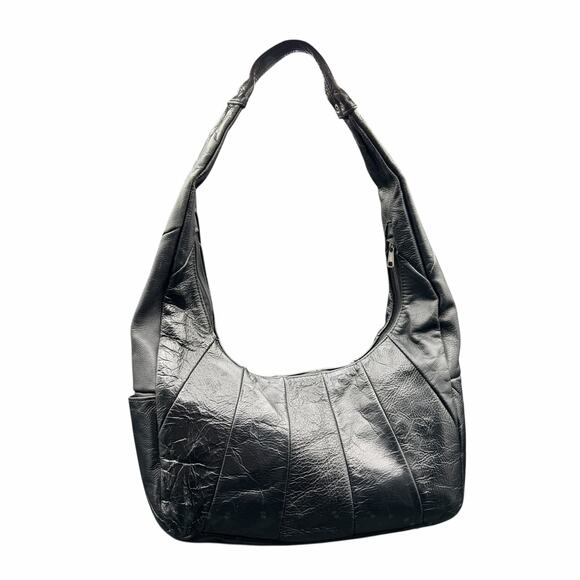 Vintage Genuine Leather Black Hobo Shoulder Bag Hecho en México made in Mexico - Picture 3 of 13